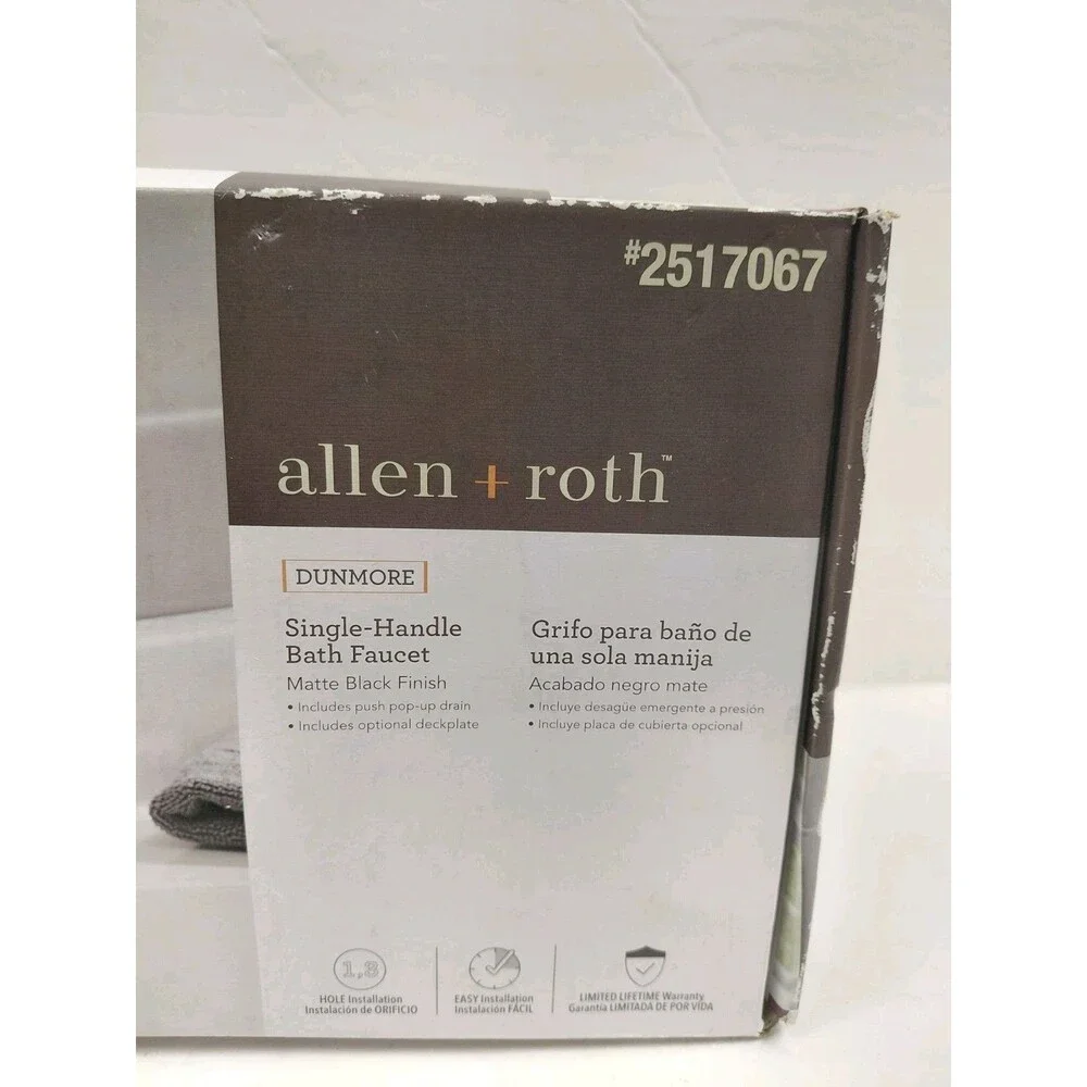 Allen + Roth Dunmore Matte Black Single Handle 1-Handle Bath Faucet *New*